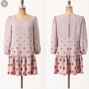 Anthropologie Polka Dot Drop Waist Dress